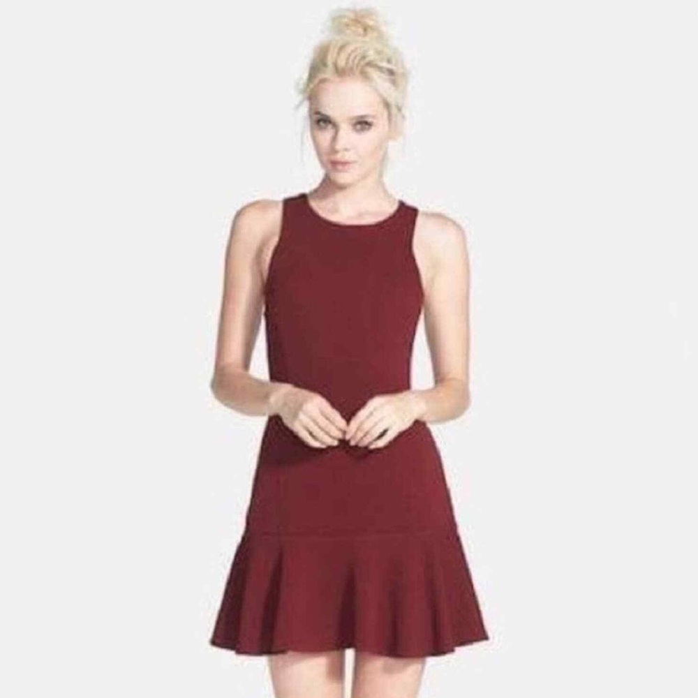 Astr The Label Textured Drop Waist Dress Burgundy/Wine